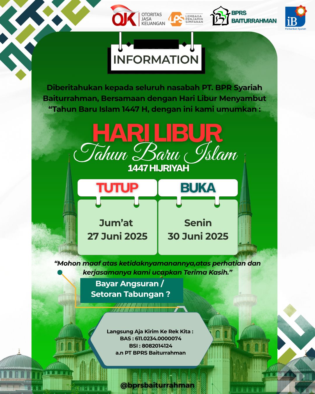 Pengumuman Hari Libur Tahun Baru Islam 1447H