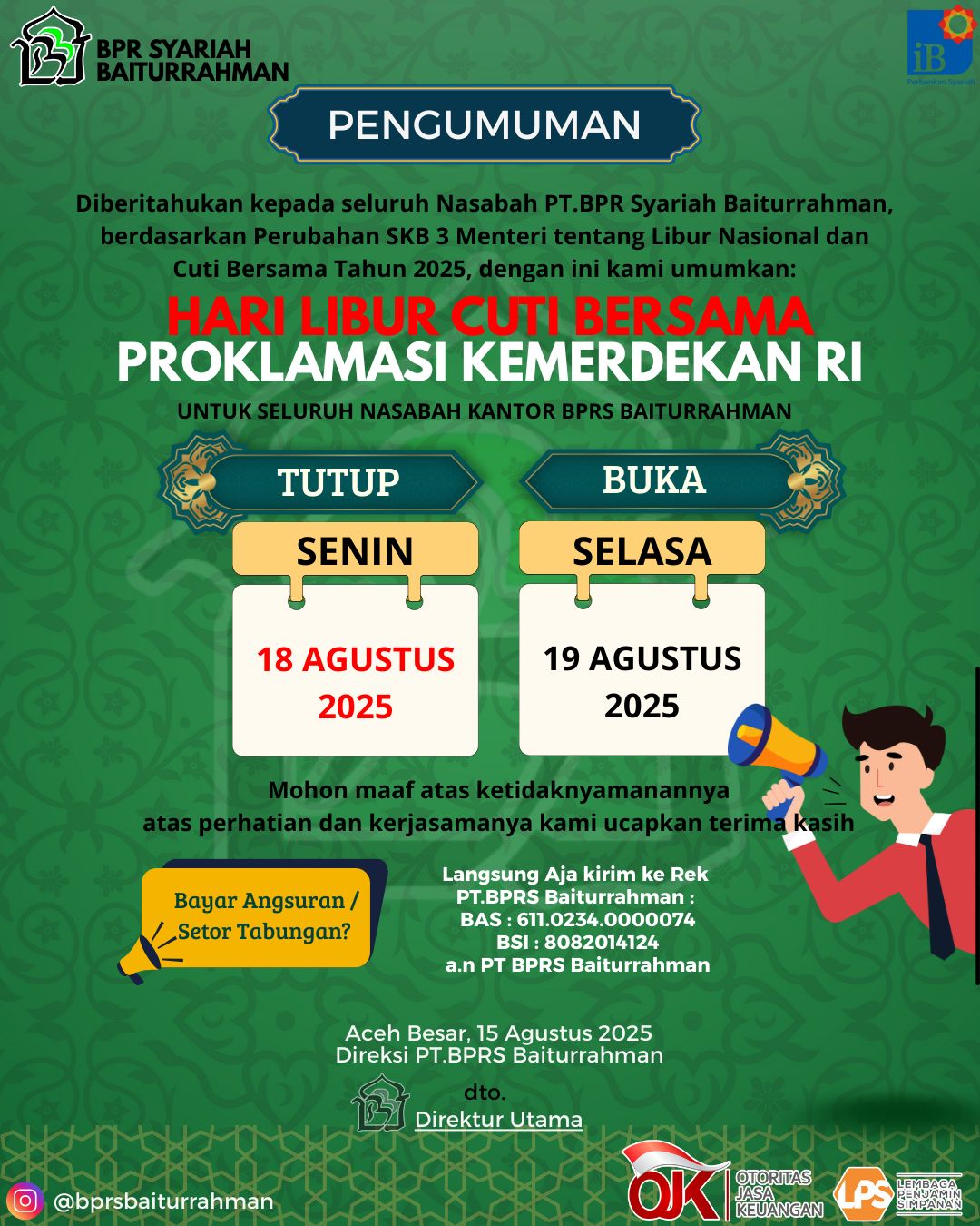 Pengumuman Hari Libur Nasional & Cuti Bersama